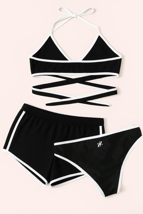 Bikini à lacets + short
