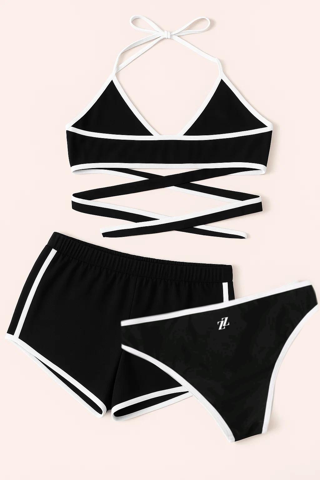 Bikini à lacets + short