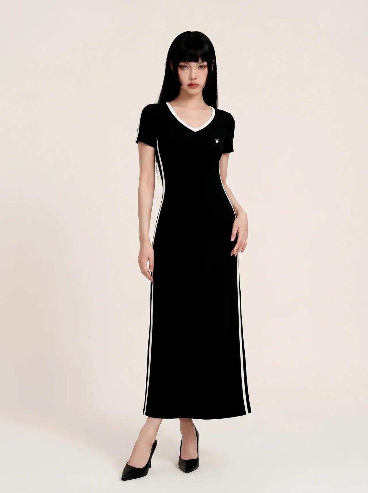 Robe longue minimaliste noir
