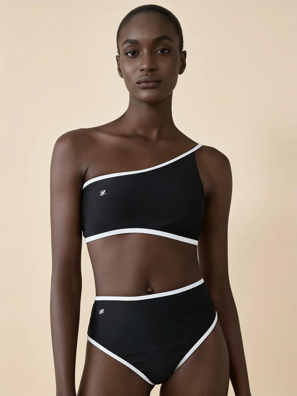 Maillots de bain Noir Élégance à Liseré Blanc