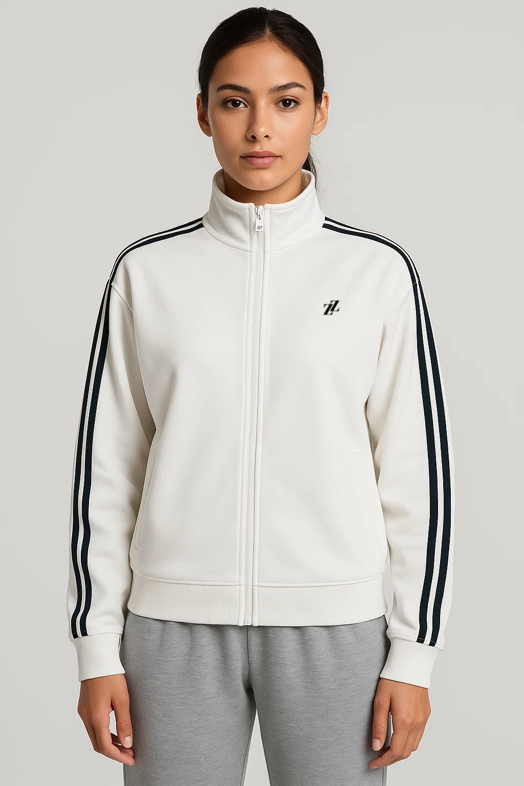Veste blanche à bandes noires